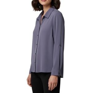 Chicos size 2 large purple Long Sleeve Button Up Shirt Roll Tab Sleeve